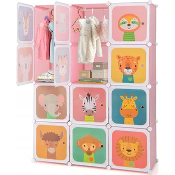 Knihovna Regál Costway 109 x 37 x 145 cm, růžový