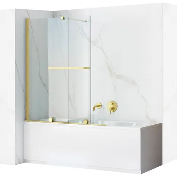 Vanová zástěna Posuvná vanová zástěna REA FABIAN 100 cm, zlatá kartáčovaná/transparent