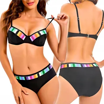 Podprsenka PLAVKY DVOUDÍLNÉ DÁMSKÉ ČERNÉ VYSTUŽENÉ XL