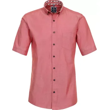 Pánská košile Pánská velká hladká košile s krátkým rukávem Redmond 241500999-50 červená (4XL)