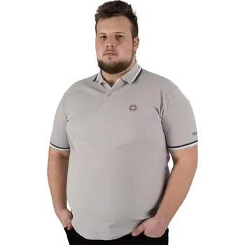 Pánská košile Velká pánská hladká polo košile s ozdobným límcem Double PS-3043 světle šedá (5XL)