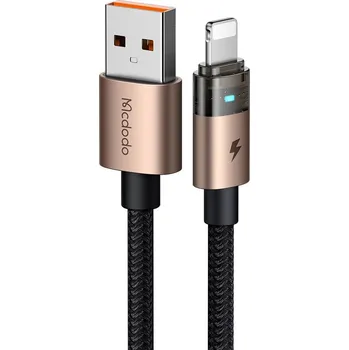 Mcdodo – datový kabel (CA-6911) – s nabíjecím světlem, USB-A na Lightning, průhledný kabel, 3A, 1,2m – Desert Gold