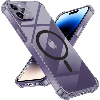 Pouzdro na mobilní telefon Techsuit - nárazuvzdorný průhledný silikonový MagSafe - iPhone 14 Pro - kouřově černá