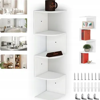 police ROHOVÁ ZÁVĚSNÁ POLICE NA ZEĎ REGÁL NA KNIHY DO OBÝVACÍHO POKOJE PŮLKRUH 5 ÚROVNÍ