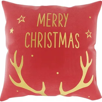 Povlak na polštářek DEKORAČNÍ VÁNOČNÍ POVLAK NA POLŠTÁŘ 45X45 HORN ČERVENÉ + ZLATÉ