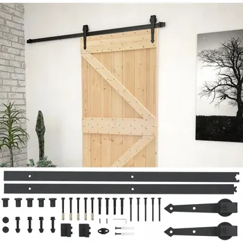 Interiérové dveře Posuvné dveře z masivního borovicového dřeva 80x210 cm, černé