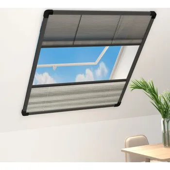 Síť proti hmyzu vidaXL Plisovaná okenní síť proti hmyzu se zástěnou hliník 80 x 100 cm