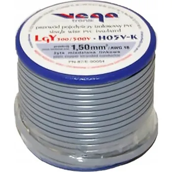 elektrický kabel Vodič LGY/H05V-K 1,50 mm2 10 m Šedý