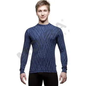 Pánské termoprádlo Pánské funkční triko MOIRA s dlouhým rukávem DUO DESIGN, modrá-čáry XL