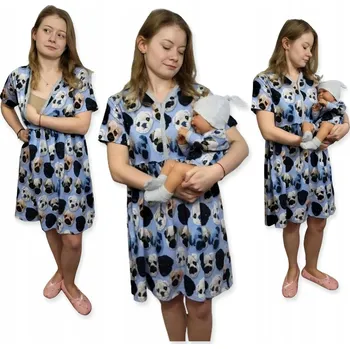 Dámská noční košile Noční košilka NOČNÍ NA KOJENÍ krátký rukáv, rozepnutá, vel M PEJSCI + body 62