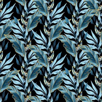 Úplet Tropic listy, zlaté obrysy (E) (Top kvalitní úplet Bella digitisk)