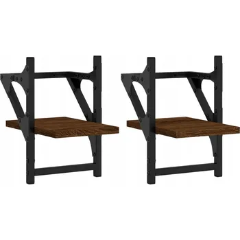 police Nástěnná police, hnědý dub, 20 x 25 x 30 cm s věšákem