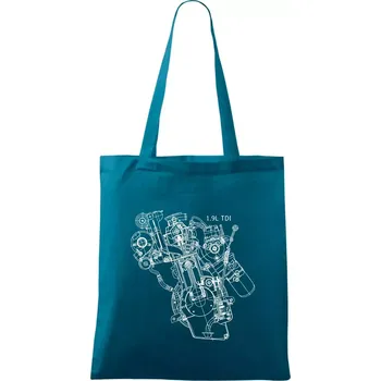 Motor Škoda/ VW 1.9L TDI z boku - Taška bavlněná - 42 x 38 cm ( Petrolejová )