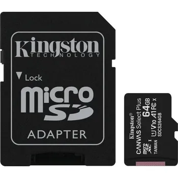 Paměťová karta Kingston Canvas Select Plus microSDXC 64 GB A1 Class 10 100MB/s + SD adaptér
