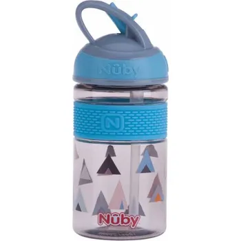 Láhev NUBY Láhev sportovní 2v1 s tvrdým sklápěcím brčkem, 360 ml, modrá, 3+