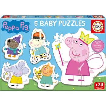 EDUCA Baby puzzle Prasátko Peppa 5v1 I (3-5 dílků)