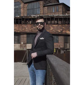 Pánské sako Pánské vlněné sako Barva: Šedá, Velikost: 46, Střih: SLIM FIT