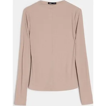 Oblečení a móda Sinsay - Pruhovaná blůza s vysokým výstřihem - béžová - 030HA-08X - 030HA-08X-M