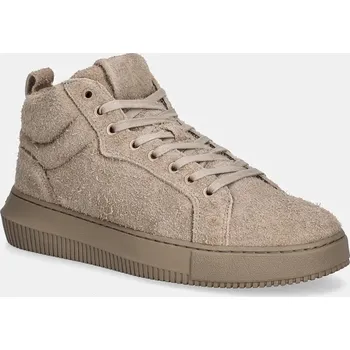 Pánská móda Semišové sneakers boty Calvin Klein Jeans CHUNKY CUPSOLE HIGH SUEDE YM0YM01128 béžová 80X, EUR 45