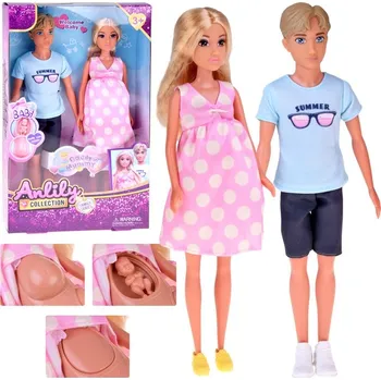 Sada rodina panenek – táta, máma, těhotná panenka, miminko novorozeně ZA5700