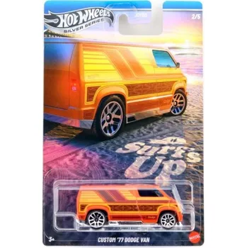 autíčko HOT WHEELS Stříbrná edice Custom '77 Dodge Van Surf's Up
