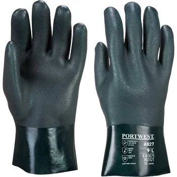 Pracovní rukavice PORTWEST Rukavice PVC A827, chemicky odolné, dvakrát máčené 27 cm POR-A827