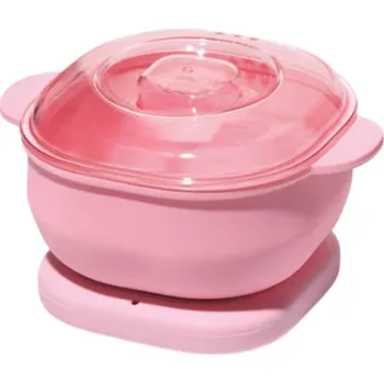 Sběratelství Ohřívač vosku silikonový 220 V Růžový ekologický depilační a parafínový ohřívač z potravinářského silikonu bez kovů s EU zástrčkou pro šetrnou péči o pokožku