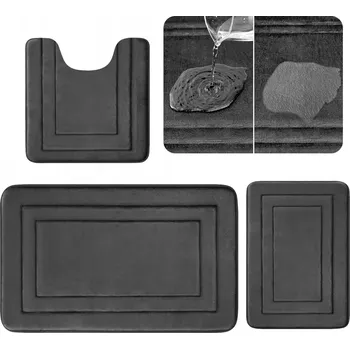 Koupelnová předložka Koupelnová předložka šedá velká protiskluzová odolná měkká 3 KS