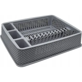 Odkapávač na nádobí ODKAPÁVAČ NA NÁDOBÍ ODKAPÁVAČ NA TALÍŘE PŘÍBORY PLASTOVÝ ŠEDÝ