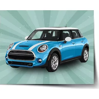 Plakát Sablio Plakát Mini sedan Zelené pozadí - 90x60 cm