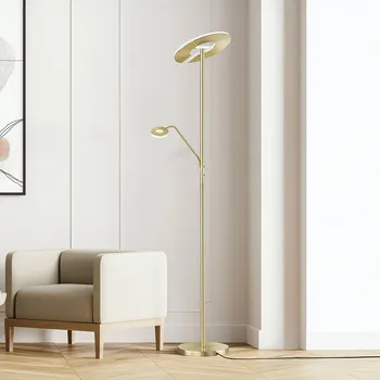 Lampička FISCHER & HONSEL LED stojací lampa Dent, mosazná barva, 180 cm, CCT, 2 žárovky mosazný mat 1 x 37 W LED + 1 x 8 W LED - Doprava zdarma