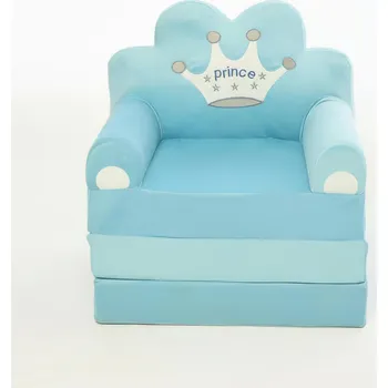 Křeslo HafoToys Plyšové křeslo 2v1 Princess modré 120 cm