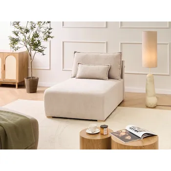 Křeslo Lenoška béžová buklé čalounění křeslo s polštářem minimalistický styl Beliani