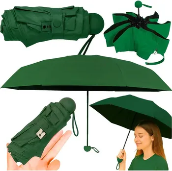 Deštník Kapesní skládací deštník s UV ochranou UPF 50+ zelené pouzdro 90 cm
