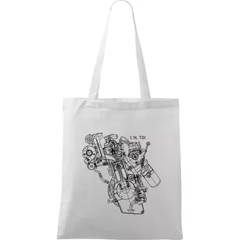 Motor Škoda/ VW 1.9L TDI z boku - Taška bavlněná - 42 x 38 cm ( Bílá )