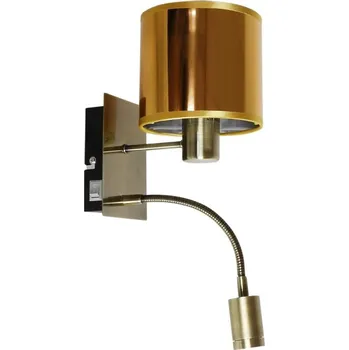 Nástěnné svítidlo Nástěnná lampa se čtecím ramenem SYLWANA - 1xE14, 40W + LED 3W, patina / zlatá