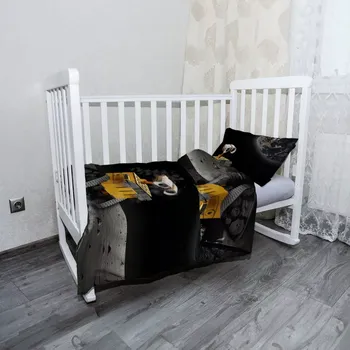 Povlečení Sablio Mikroplyšové dětské povlečení do postýlky Wall-E robot Měsíc - 130x90 / 40x60