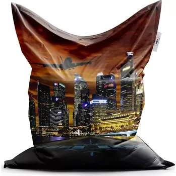 Sedací pytel Sablio Sedací vak Classic Letadlo nad mrakodrapy - 150x100 cm