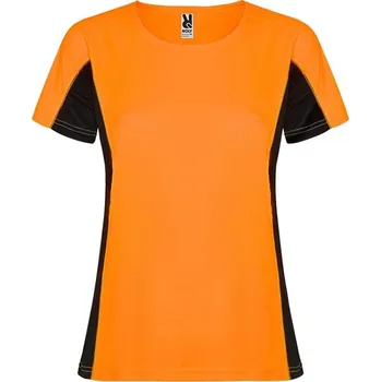Dámské tričko Shanghai dámské sportovní tričko s krátkým rukávem - Fluorescenční oranžová / Černá / 2XL