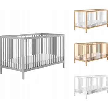 Dětská postýlka Be4home dřevěná postýlka 120x60 šedá + matrace