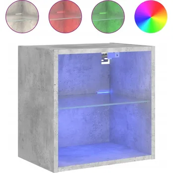 Noční stolek Noční stolek s RGB LED osvětlením, šedá barva betonu, 40 x 28,5 x 40 cm