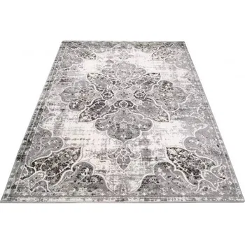 Koberec Makro Abra Kusový koberec VALLEY D889A Klasický antracitový bílý Rozměr: 80x150 cm