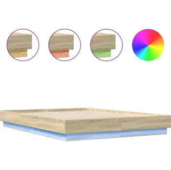 Postel Rám postele s LED osvětlením, dub sonoma, 203x143x23 cm