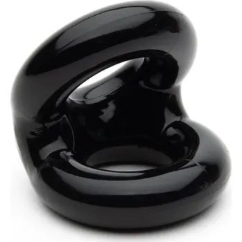 Erekční kroužek na penis a varlata Sport Fucker Trainer Ring černý, elastický erekční kroužek a natahovač varlat