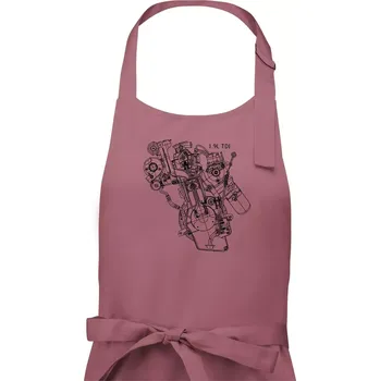 Kuchyňská zástěra Motor Škoda/ VW 1.9L TDI z boku - Pánská zástěra na vaření - Univerzální velikost ( Starorůžová )