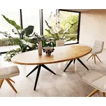 DELIFE Jídelní stůl Edge oválný 280x130x2,5 dub přírodní Estelar kulatý kov černý Flow-Edge