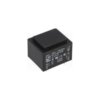 Transformátor Transformátor zalévaný 1,9VA 230VAC 9V 9V 105mA 105mA PCB