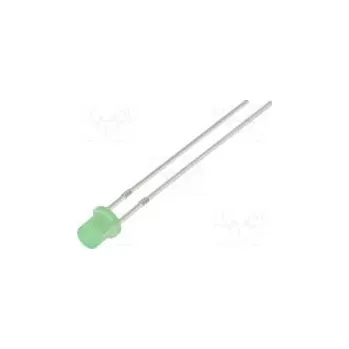 Polovodič LED 3mm zelená 220÷330mcd 140° Čelo plochý Rozteč 2,54mm