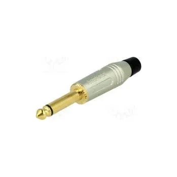 Audio kabel Zástrčka Jack 6,35mm vidlice mono přímý na kabel pájení šedá