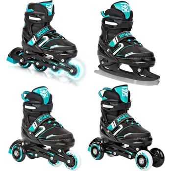 Kolečkové brusle RAVEN Inline brusle Kolečkové brusle 4v1 nastavitelná kolečka Raven Helixi LED MODRÁ|ČERNÁ